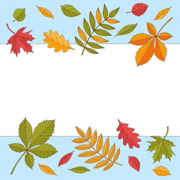 Horizontal frame of autumn leaves — Stock Vector