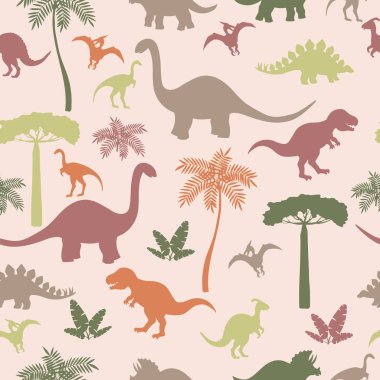 Dinozorların siluetleri ile Seamless Modeli