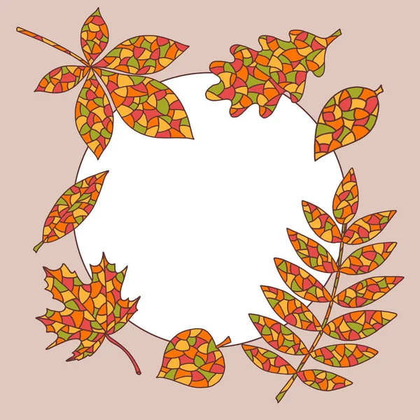 Cadre avec feuilles d'automne abstraites — Image vectorielle