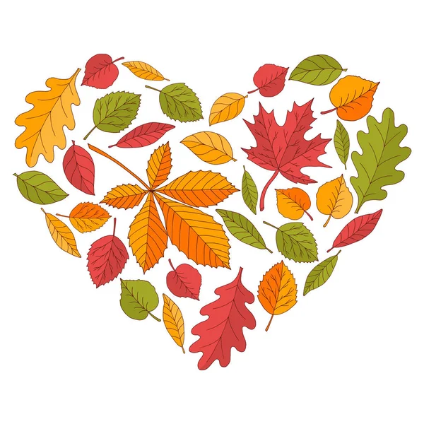 Серце осіннього листя — стоковий вектор