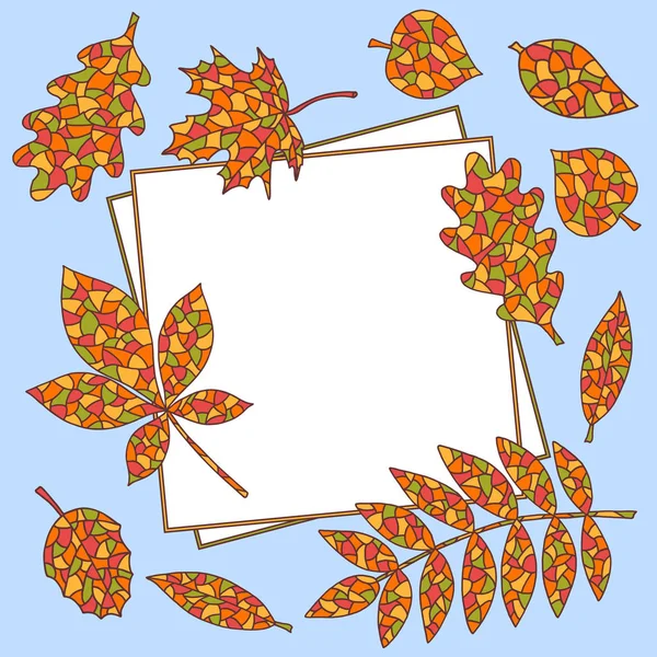 Πλαίσιο με αφηρημένα φύλλα του φθινοπώρου — Διανυσματικό Αρχείο