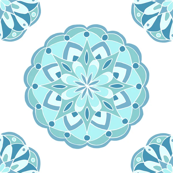 Seamless pattern of blue mandalas — Stock Vector