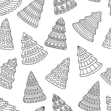 Noel ağaçlarıyla kusursuz desen, boyama sayfası