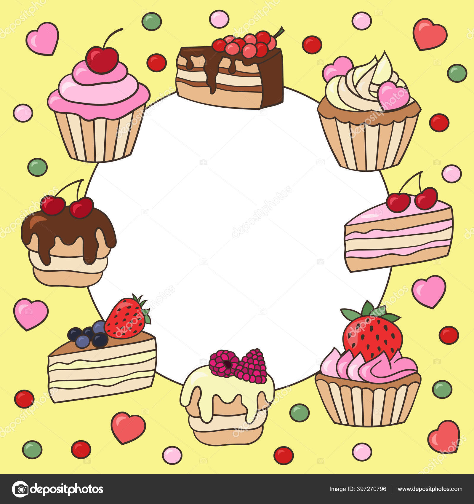 Cadre Vectoriel Avec Jolis Cupcakes Sucres Des Gateaux Aux Baies Image Vectorielle Par Elvirkindom Yandex Ru C Illustration Cadre Vectoriel Avec Jolis Cupcakes Sucres Des Gateaux Aux Baies Image Vectorielle Par Elvirkindom Yandex Ru C Illustration