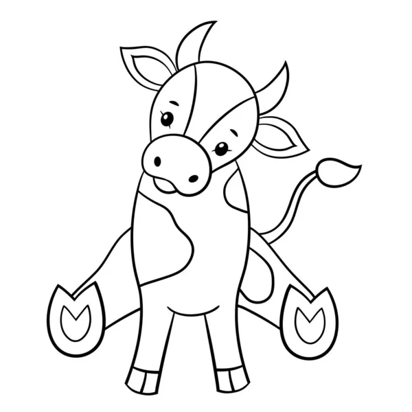 かわいい牛 2021年のシンボル ぬり絵だ ベクターイラスト — ストックベクタ