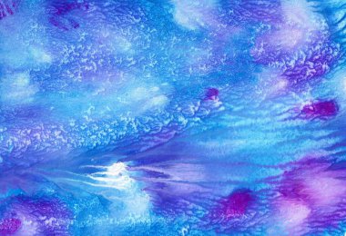 Soyut arkaplan, mavi tonlarda renkli doku suluboya, yağlı boya, fantastik manzara. Tasarım, dekorasyon ve yaratıcı işler için.