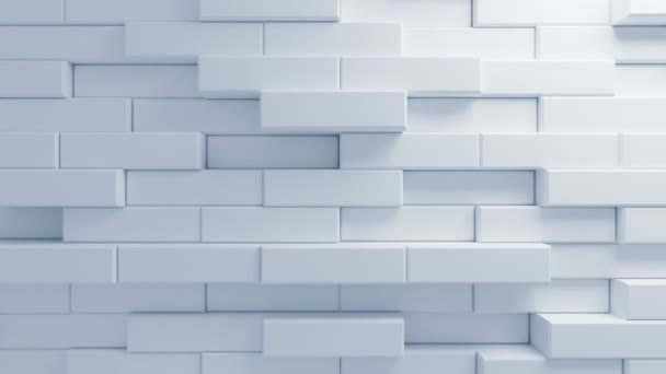 Lindos tijolos brancos movendo-se na parede em animação 3D sem costura. Abstract Motion Design Background. Processo Gerado por Computador. 4k UHD 3840x2160 . — Vídeo de Stock