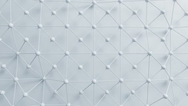 Belle grille réseau blanche avec lignes et sphères Morphing dans l'animation 3D sans couture. Abstrait Motion Design Background. Processus généré par ordinateur. 4k UHD 3840x2160 . — Video