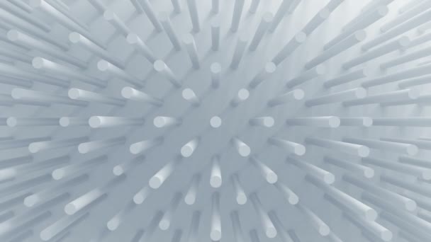 Beaux cylindres blancs sur la surface se déplaçant dans l'animation 3D sans couture. Abstrait Motion Design Background. Processus généré par ordinateur. 4k Ultra HD 3840x2160 . — Video