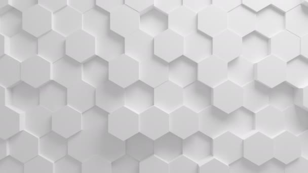 Beaux hexagones blancs sur la surface Morphing dans l'animation 3D sans couture. Abstrait Motion Design Background. Processus généré par ordinateur. 4k UHD 3840x2160 . — Video