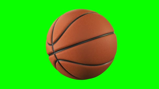 Ensemble de 3 vidéos. Belle balle de basket-ball tournant au ralenti sur écran vert. Boucle de basket-ball Animation 3D de la balle filante. 4k UHD 3840x2160 . — Video