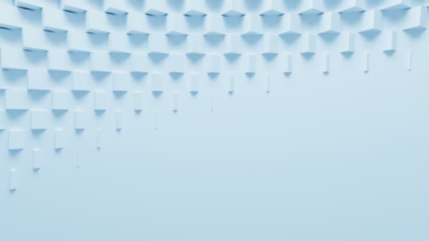 Blauwe dozen spinnen op scherm in lus 3d animatie. Prachtige abstracte Motion Design achtergrond. Computer gegenereerde proces. 4 k Ultra Hd 3840 x 2160. — Stockvideo