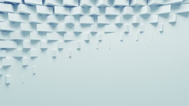 Blauwe dozen spinnen chaotische op scherm in lus 3d animatie. Prachtige abstracte Motion Design achtergrond. Computer gegenereerde proces. 4 k Ultra Hd 3840 x 2160. — Stockvideo