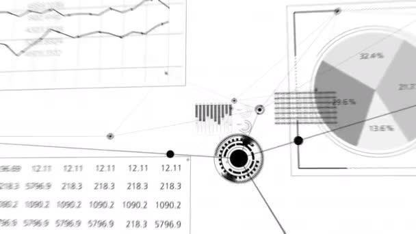 Flytta genom abstrakta globalt växande affärsnätverk och dataanslutningar. Vacker svart vitt loopas 3d Animation med streck och punkter. Affärs- och teknik-konceptet. 4 k Ultra Hd 3840 x 2160. — Stockvideo
