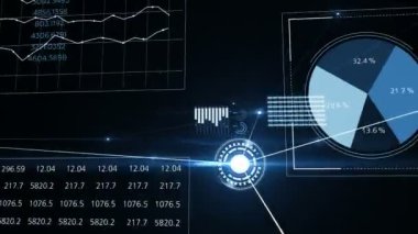 İş ağı ve bağlantıları üzerinde çalışan sinyalleri. Ekonomi bilgi kavramı. Siber üzerinden uçan. Mavi çizgiler ve noktalar ile 3D animasyon ilmekledi. 4k Uhd 3840 x 2160.