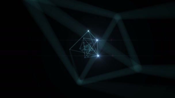 Connected Lines Moving Through with Flashing Lights in Nodes with DOF Blur. Abstract Space Technology Concept. Looped 3d Animation. 4k Ultra HD 3840x2160. — Stock Video