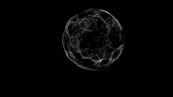 Ologramma astratto della sfera digitale che gira e che si muove nello spazio con le connessioni della rete. Animazione 3d loop. Tecnologia digitale e concetto di media. 4k Ultra HD 3840x2160 . — Video Stock