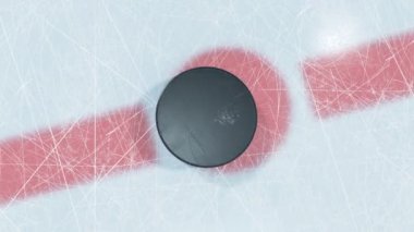 Yakın çekim hokey topu damla yüz bölgesinde. 3D animasyon buz hokey topu düşüyor ve yeşil ekran Alfa maskesi üzerine Dof bulanıklık olmadan. Aktif spor kavram. 4k Uhd 3840 x 2160.