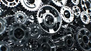 Güzel duvar çelik vites sorunsuz dönüş yaptı. 3D animasyon ilmekledi. Soyut işlem çalışma. Takım çalışması iş ve teknoloji kavramı. 4 k Ultra Hd 3840 x 2160.