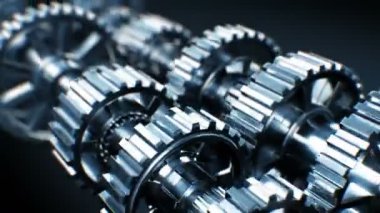 Güzel çalışma soyut metal dişli Dikişsiz. Looped 3D animasyon. Soyut çalışma süreci. Takım çalışması Iş ve teknoloji konsepti. 4k Ultra HD 3840x2160.