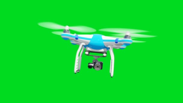 3 videók 1. Drone találat a kamera és leesik. Drone legyek egy kört a Looped 3D animáció zöld képernyő motion blur. Quadcopter repülés alfa Matt. 4k Ultra HD 3840x2160. — Stock videók