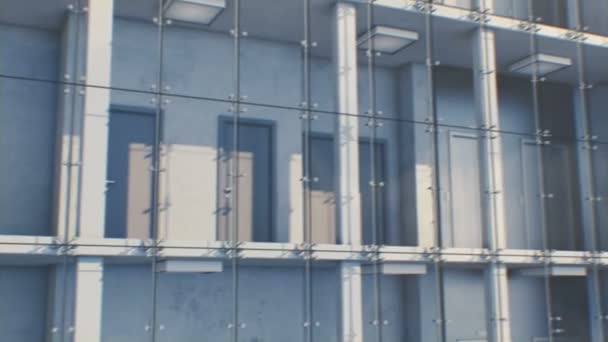 Schöne abstrakte moderne hohe Gebäude außen nahtlos. Glas, Metall und Beton. geloopte 3D-Animation der Wolkenkratzer-Fassade mit Innenraum. 4k ultra hd 3840x2160. — Stockvideo