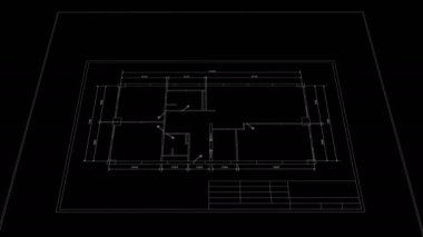 Siyah Arka Plan Üzerinde Soyut Daireler Bina Süreci. Son Dönüş Döngü-able olduğunu. Grid Mesh Dönen Blueprint Looped 3d Animasyon. İnşaat İş İúLETMEK Kavram. 4k Ultra Hd 3840x2160.