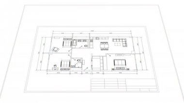 Beyaz Arka Plan Mobilya ile Soyut Daireler Bina Süreci. Son Dönüş Döngü-able olduğunu. Dönen Plan Looped 3d Animasyon. İnşaat İş İúLETMEK Kavram. 4k Ultra Hd 3840x2160.