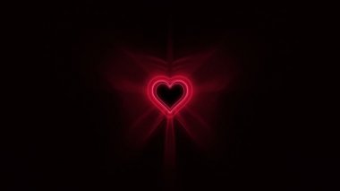 Neon Işıklar Sorunsuz Hareketli Ile Güzel Romantik Soyut Tünel Kalp Şekli. Kırmızı Parlak Renkler Fütüristik Arka Plan Parlayan Işıklar. Looped 3d Animasyon Sanat Kavramı. 4k Ultra Hd 3840x2160.