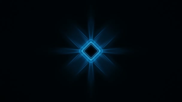 Bellissima galleria quadrata astratta con linee luminose al neon che si muovono velocemente. Colori brillanti blu. Sfondo Tunnel futuristico con luci luminose. Looped 3D Animation Art Concept. 4K Ultra HD 3840x2160 . — Video Stock