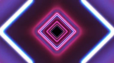 Neon Işık Hatları Dikişsiz Kare Fütüristik Parlayan Tünel. Güzel Soyut Tünel Mavi ve Pembe Parlak Renkler Arka Plan. Looped 3d Animasyon Sanat Kavramı. 4k Ultra Hd 3840x2160.