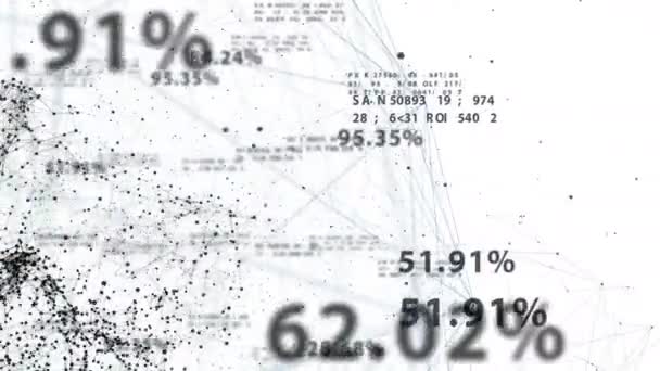 Växande nätverk i cyberrymden med abstrakta siffror på vit bakgrund sömlös. Loopas 3D-animering av digitala anslutningar. Affärs- och teknikkoncept. 4k Ultra Hd 3840x2160. — Stockvideo