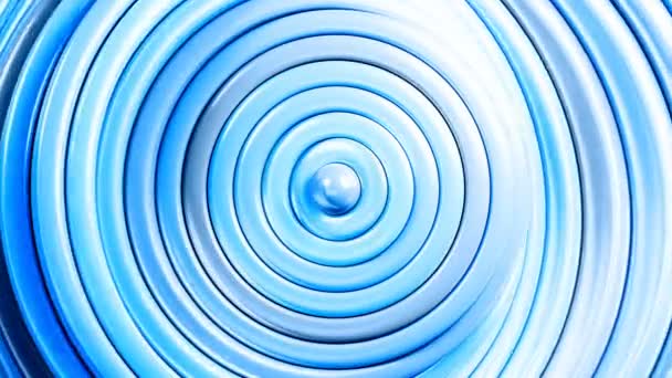 Abstract Blue Circles Waving Seamless Background. Looped 3d Animation of Plastic Reflective Rings Turning Pattern. Business and Technology Concept. 4k Ultra HD 3840x2160. — Stock Video