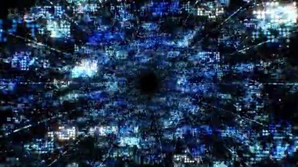 Digitale Abstracte Tunnelsoftware die Naadloos codeert. Looped 3d Animatie van Data Dots Veranderende Snelle Encryptie. Blue Particles Digitaal Futuristisch Concept. 4k Ultra HD 3840x2160. — Stockvideo