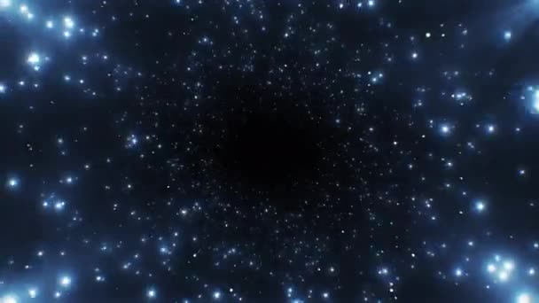 Hermoso vuelo a través de las brillantes estrellas azules sin costuras. Túnel abstracto de luces parpadeantes Fondo de movimiento. Looped 3d animación estilo moderno. 4k Ultra HD 3840x2160 . — Vídeos de Stock