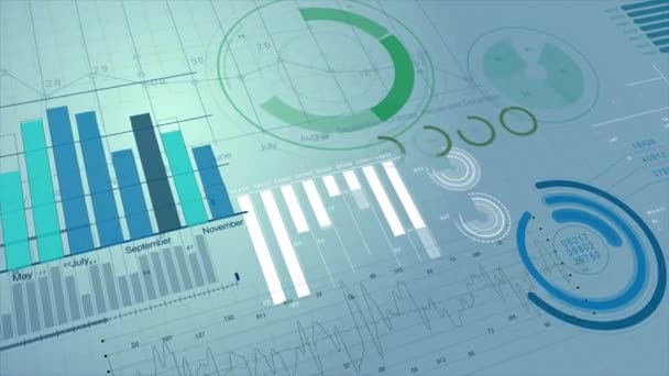 Beautiful Stock Market Information 3d Animation. Financial Figures, Charts and Diagrams Growing on Digital Display. Business Technology Concept Background. Useful for Presentations. 4k UHD 3840x2160. — Stock Video