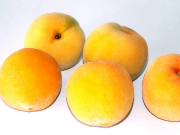 Delicious Fresh Peaches White Background — Stock Photo, Image