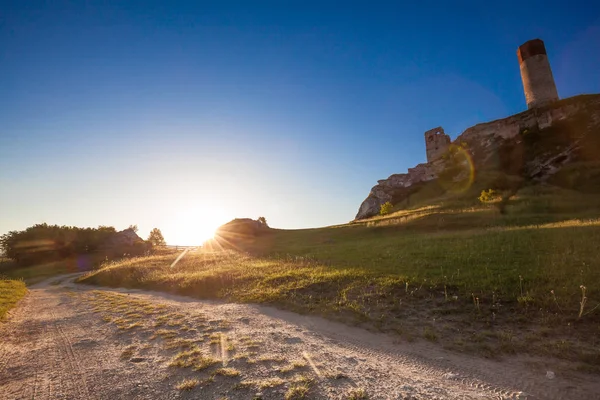 Ruinen Der Burgmauer Burg Olsztyn Der Region Jura lizenzfreie Stockbilder