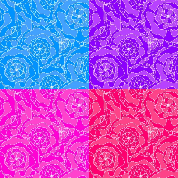 4 renkli çiçek Dikişsiz desen arka plan