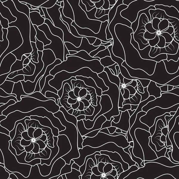 siyah çizgi çiçek Dikişsiz desen arka plan