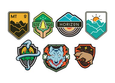 Set of climbing labels and badges clipart