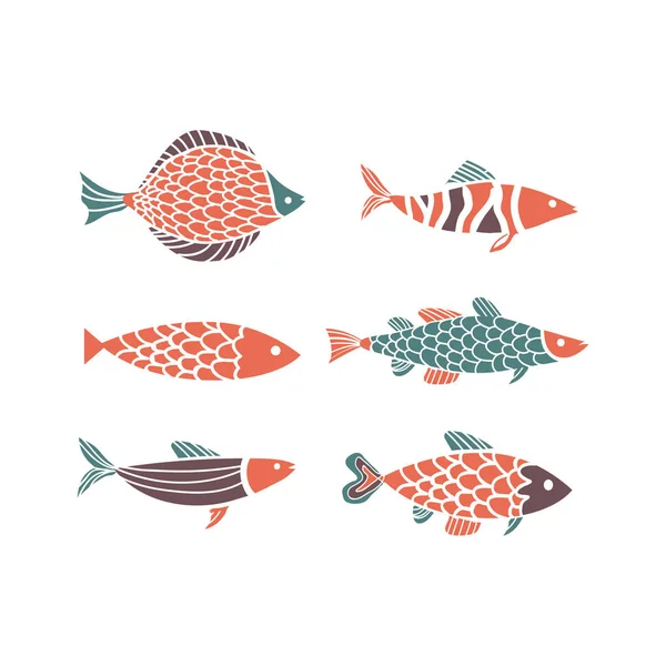 Fish Abstract Illustration Set — Stock Vector