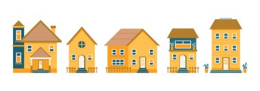 turuncu tonları ile beş vektör evler