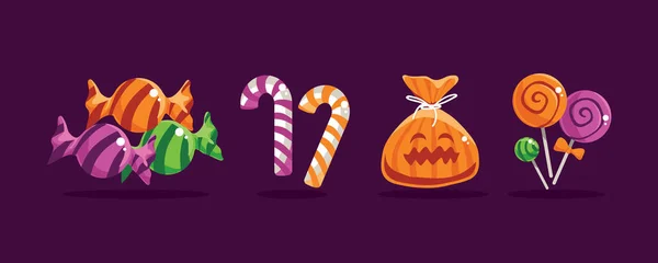 Halloween Candy Illustrations Editável — Vetor de Stock