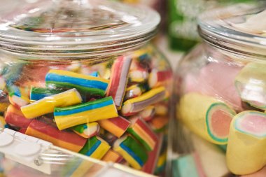 Bankalar ile çok renkli marmelat, arka plan doku.