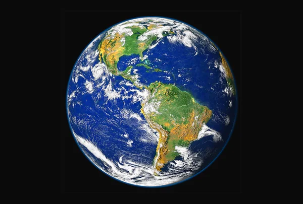 Kuzey ve Güney Amerika 'dan gelen ana dünya, siyah bir arka planda izole edilmiş bu görüntünün elemanları NASA tarafından döşenmiş