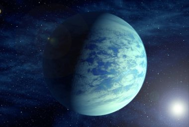 Mars gezegeni, alışılmadık bir renkte, güneş ışığı yla. Bu görüntünün unsurları Nasa tarafından döşenmiştir