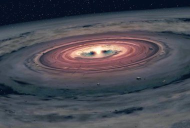 Merkezinde güneş sistemi olan uzay bulutsusu. Bu görüntünün unsurları Nasa tarafından döşenmiştir