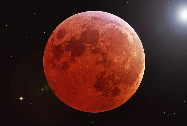 惑星火星、赤錆の色で、暗い背景に。この画像の要素は、NASAによって供給されました — ストック写真