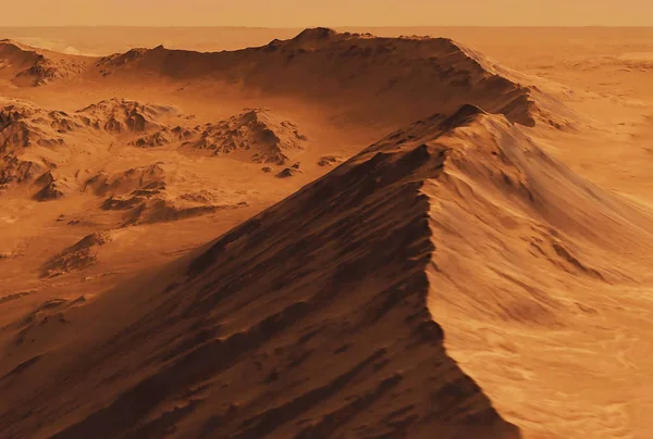 Oberfläche und Berge auf dem Mars, mit dem Himmel. Elemente dieses Bildes wurden von der nasa — Stockfoto